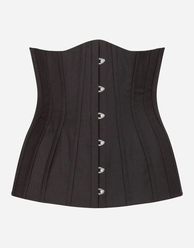 Dolce & Gabbana Cotton Bustier Belt In Black