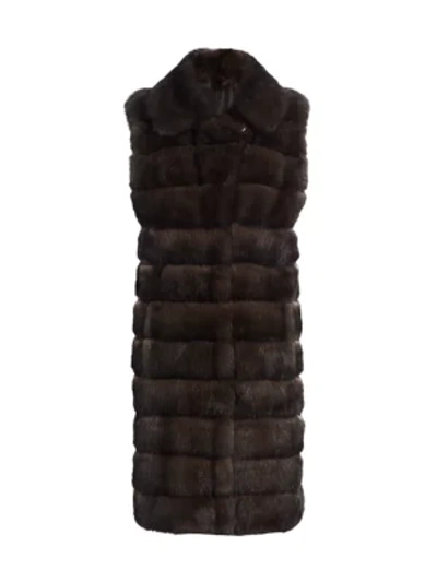 Shop The Fur Salon Sable Fur Notch Collar Long-line Vest In Barguzin