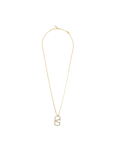 Valentino Garavani Crystal Embellished Vlogo Necklace In Gold | ModeSens