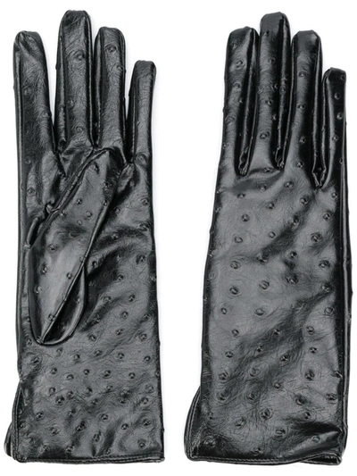 Shop Msgm Dot Pattern Gloves In Black