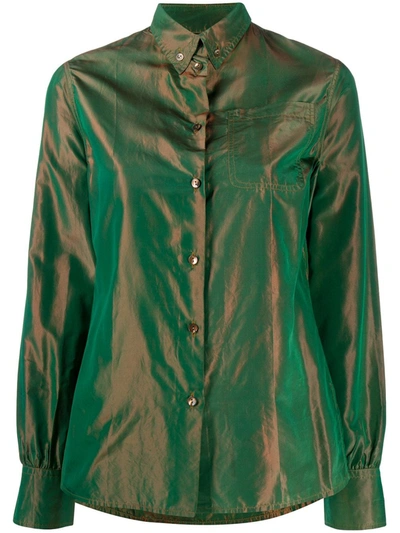 Pre-owned Jean Paul Gaultier 1990s Iridescent Effect Button-down Shirt In Green