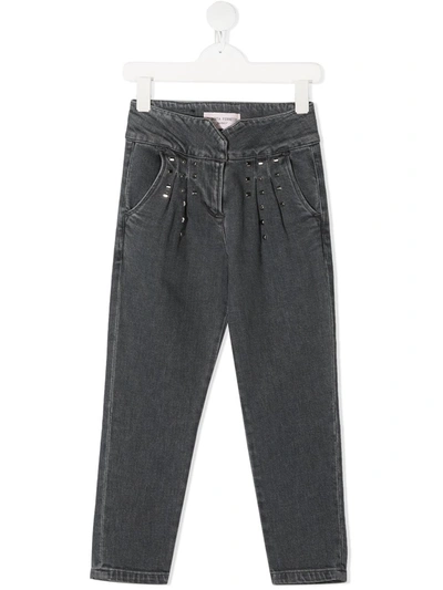Shop Alberta Ferretti Straight Leg Studded Jeans In Grey