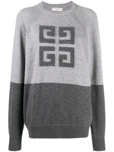Shop Givenchy 4g Two-toned Knitted Jumper In Grey