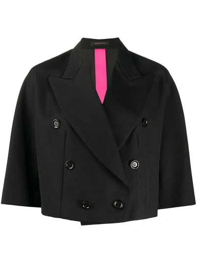 Shop Y's Double-breasted Cropped Jacket In Black