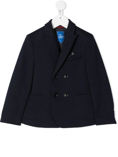 Shop Fay Double-breasted Jersey Blazer In Blue