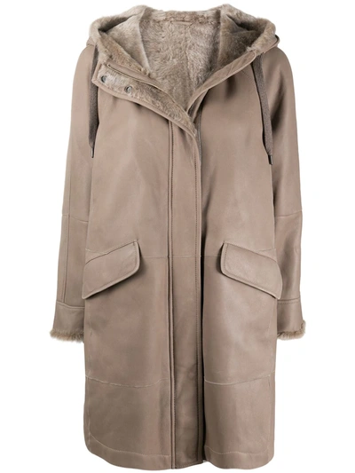 Shop Brunello Cucinelli Shearling-lined Park Coat In Brown