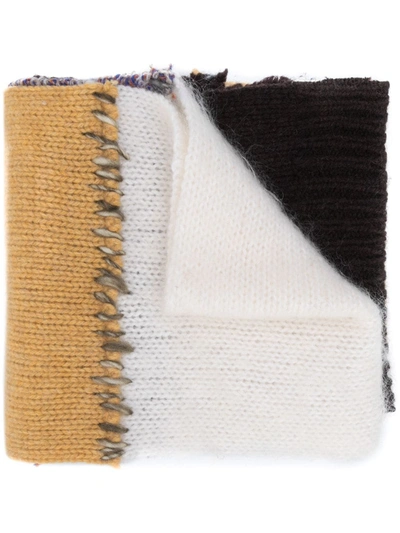 Shop Marni Patchwork Knitted Scarf In Neutrals