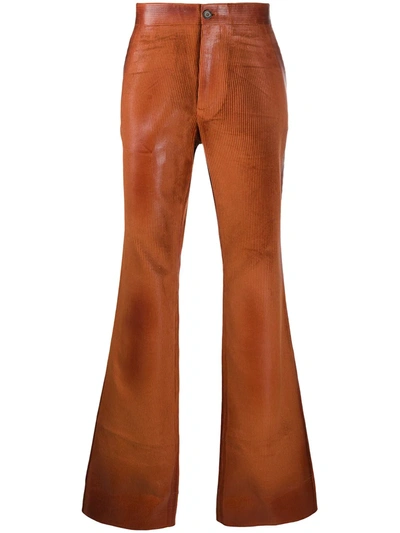 Shop Marni Corduroy Flared Trousers In Orange