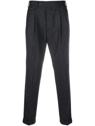 Shop Lardini Pinstripe Woven Slim Trousers In Grey