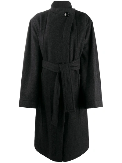 Shop Lemaire Mantel Belted Coat In Black