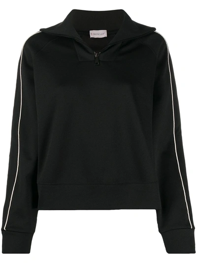 Shop Moncler Side-stripe Zipped Sweatshirt In Black