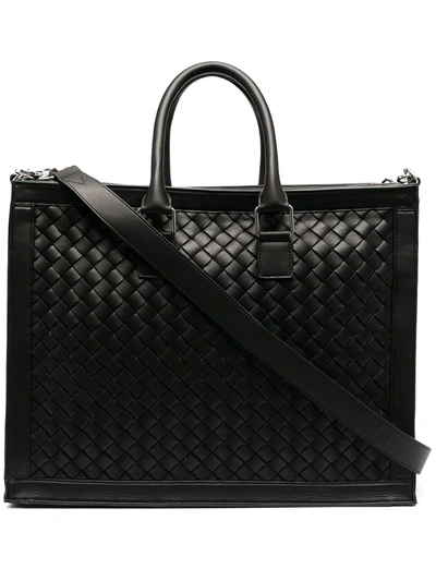 Shop Bottega Veneta Intrecciato Weave Briefcase Bag In Black