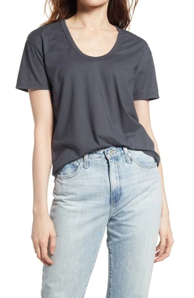 Shop Ag Henson Deep Scoop Cotton T-shirt In Twilight Canal
