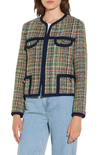 Shop Sandro Tweed Jacket In Multicolor