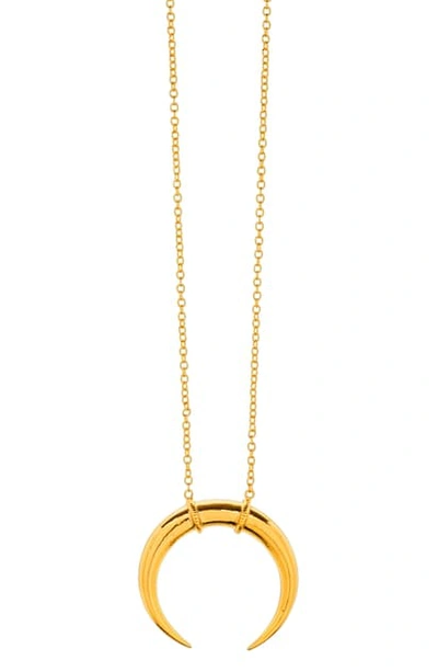 Shop Gorjana Cayne Crescent Plated Pendant Necklace In Gold