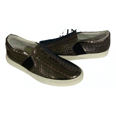 Pre-owned Lanvin Metallic Water Snake Trainers