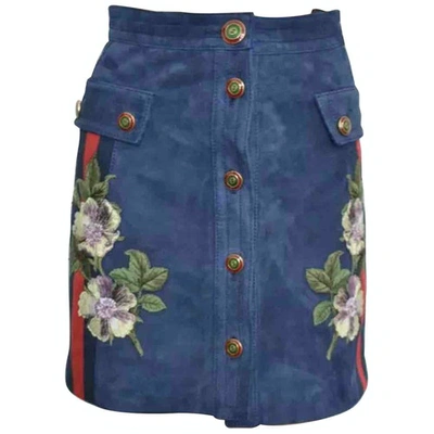 Pre-owned Gucci Navy Suede Skirt