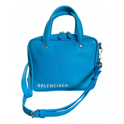 Pre-owned Balenciaga Triangle Turquoise Leather Handbag