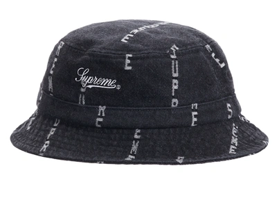 Pre-owned Supreme Logo Stripe Jacquard Denim Crusher Black | ModeSens