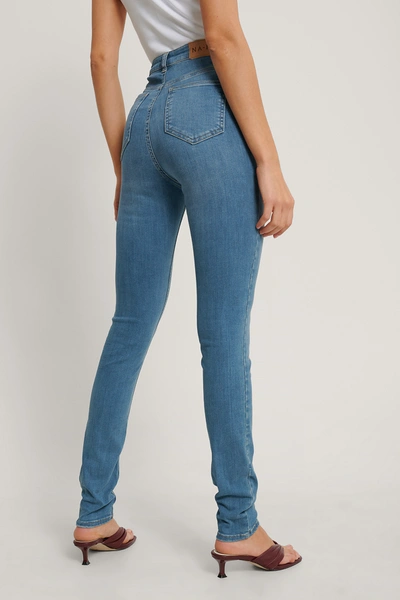 Shop Na-kd Reborn Skinny High Waist Jeans Tall - Blue
