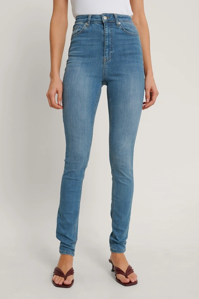 Shop Na-kd Reborn Skinny High Waist Jeans Tall - Blue