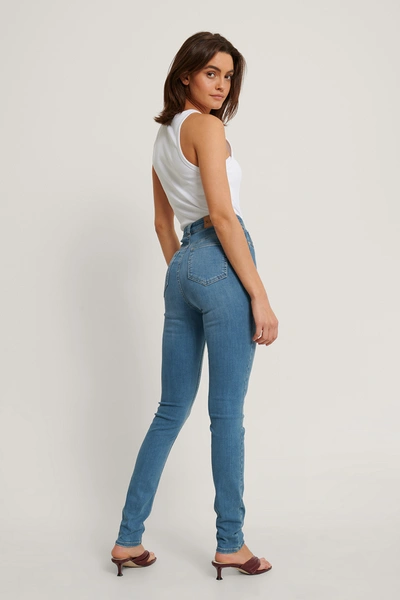 Shop Na-kd Reborn Skinny High Waist Jeans Tall - Blue