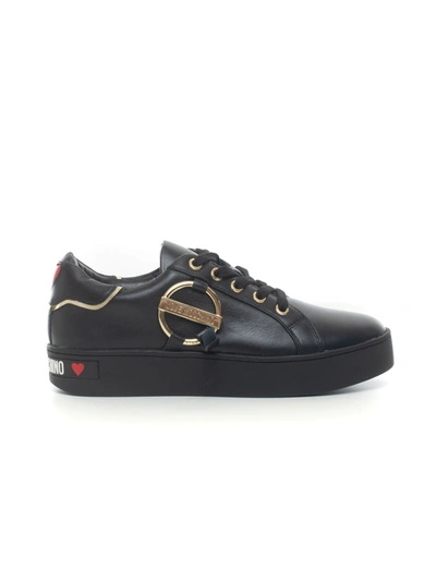 Shop Love Moschino Sneaker Black Leather Woman