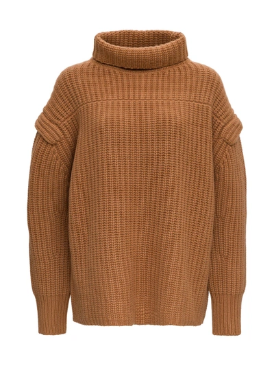 Shop Loulou Studio Jumper With Funnel Neck And Dropped Shoulders In Beige