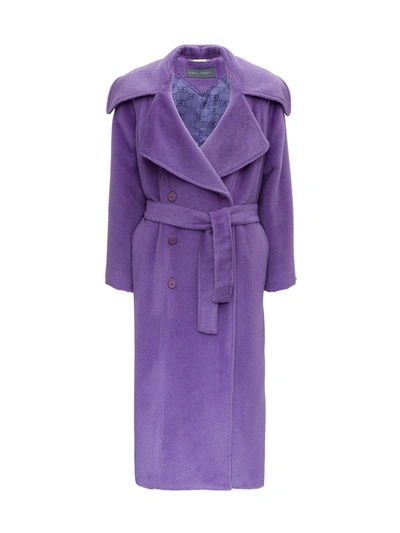 Shop Alberta Ferretti Long Wool Coat In Violet
