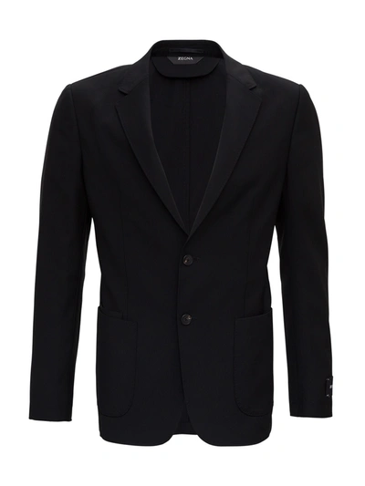 Shop Z Zegna Slim Fit Techmerino Wash & Go Jacket In Black