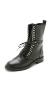 CASADEI Leather & Chain Combat Boots