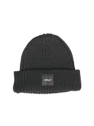 Shop Off-white Ribbed Wool Beanie In Black White