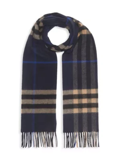 Shop Burberry Men's The Classic Check Cashmere Scarf In Indigo