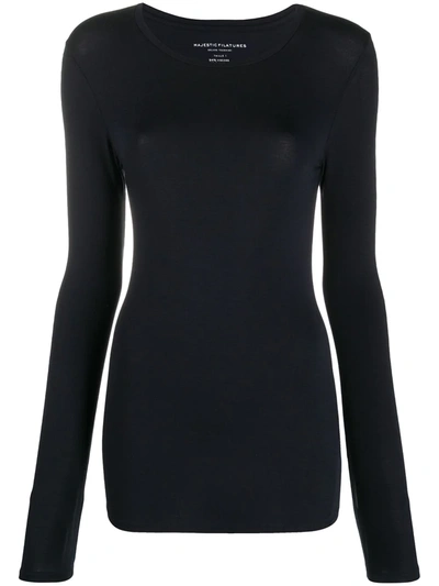 Shop Majestic Round Neck Top In Blue