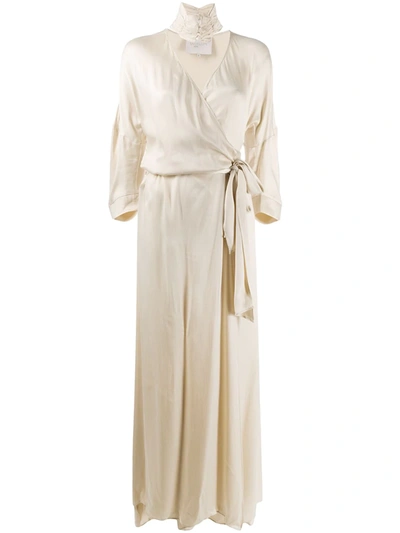 Shop Envelope1976 V-neck Wrap Style Gown In Neutrals