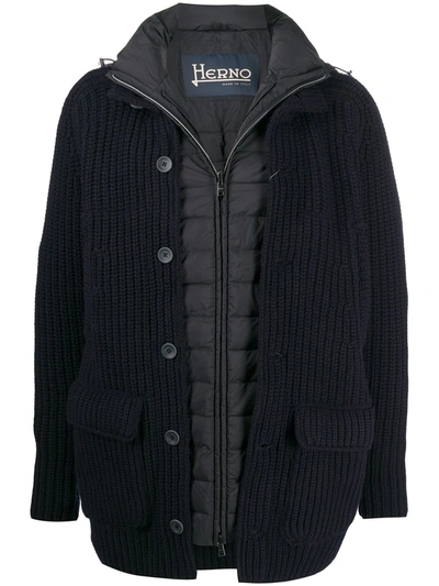 HERNO KNITTED CARDI PADDED COAT 