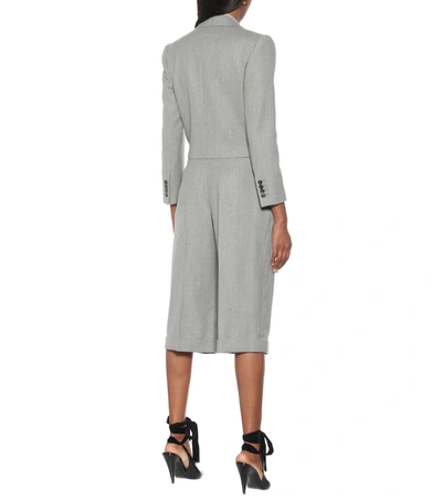 Shop Saint Laurent Cropped Wool Twill Blazer In Grey