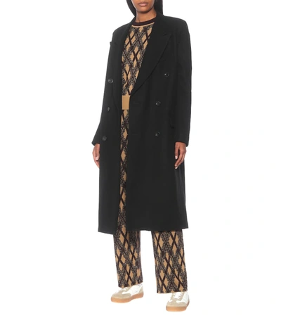 Shop Dries Van Noten Double-breasted Wool-blend Coat In Black