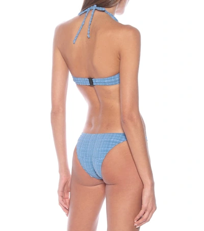 Shop Lisa Marie Fernandez Amber Checked Seersucker Bikini In Blue