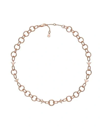 Shop Emporio Armani Woman Necklace Copper Size - 925/1000 Silver, Crystal In Orange