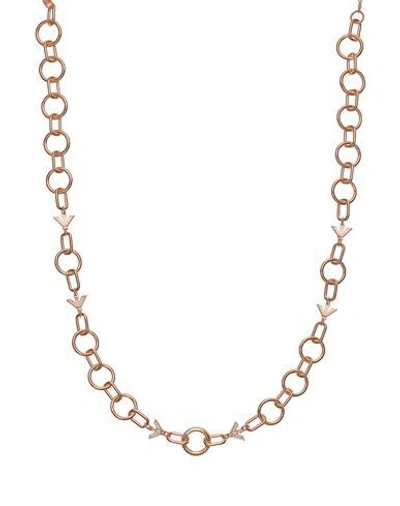 Shop Emporio Armani Woman Necklace Copper Size - 925/1000 Silver, Crystal In Orange