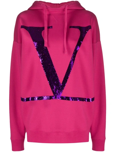 Shop Valentino Vlogo Cotton Sweatshirt In Violet