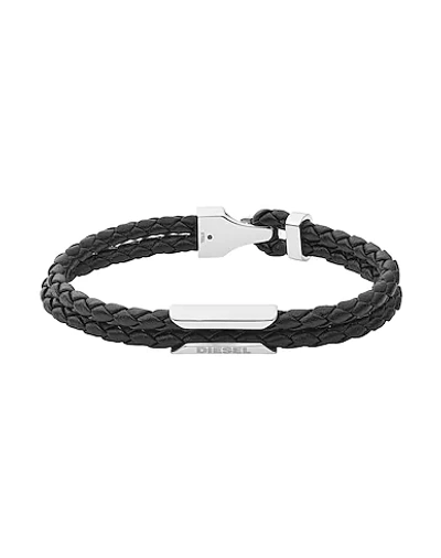 Shop Diesel Man Bracelet Black Size - Stainless Steel, Soft Leather