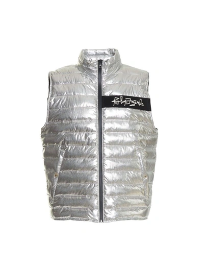 Shop Palm Angels Silver Metallic Puffer Vest