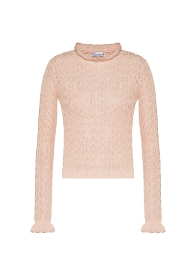 Shop Red Valentino Nude Cotton Sweater In Neutrals