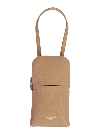 Shop Dolce & Gabbana Beige Leather Cover In Brown