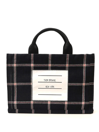 Shop Thom Browne Blue Wool Tote