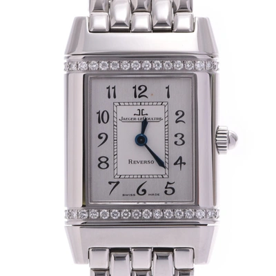 Pre-owned Jaeger-lecoultre Silver Diamonds Stainless Steel Reverso 265.8.080 Quartz Women's Wristwatch 20 Mm