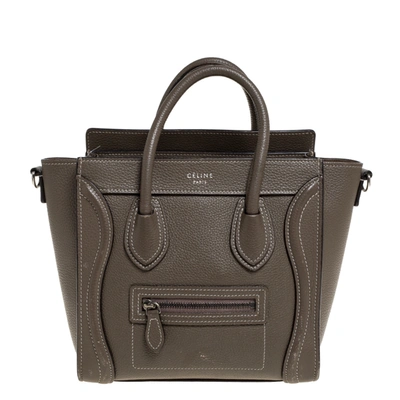 Pre-owned Celine Grey Leather Nano Luggage Tote