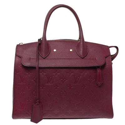 Pre-owned Louis Vuitton Aurore Monogram Empreinte Leather Pont Neuf Mm Bag In Burgundy
